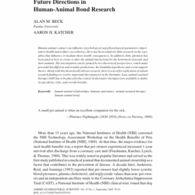 Future directions in human-animal bond research